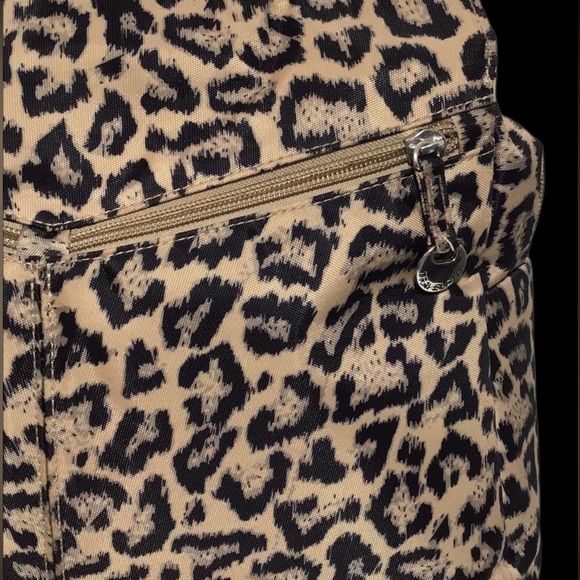 Travelon Leopard Print Shoulder Bag, Polyester, Water Bottle Side Pocket, RFID - Picture 5 of 14
